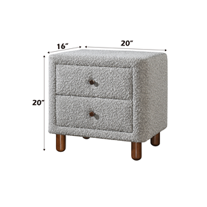 Comodino Cleo Grey Boucle con due cassetti e gambe in legno - Product Image 2