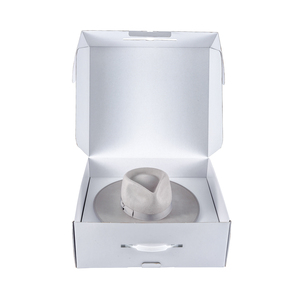 Wholesale white paper hat storage box with plastic handle and lined