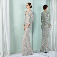 19055 #2022 nouveau processus perle mode femmes Sexy décolleté en V profond paillettes robes de soirée Sexy longues femmes robe de soirée