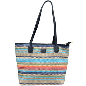 Summer Colorful Woven Tote Bag Large Capacity <b>Rainbow</b> Striped Straw Shoulder Bag For Beach Vacation Everyday Use - Product Image 5