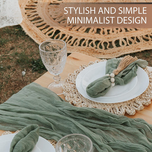 Gaas Boho Tafel Lopers Kaasdoek Tafel <span class=keywords><strong>Runner</strong></span> Salie Groene Tafelloper Bruiloft Decoraties Voor Receptie - Product Image 4