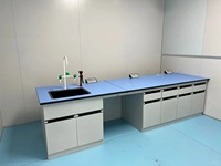 Table de laboratoire électronique ESD moderne en résine époxy métallique bleue avec siège pour ordinateur pour usage scolaire