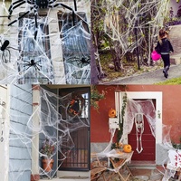 Décoration d'Halloween : Toiles d'araignées artificielles réalistes et extensibles, décor effrayant pour fêtes intérieures et extérieures, maison, jardin, accessoires de vacances