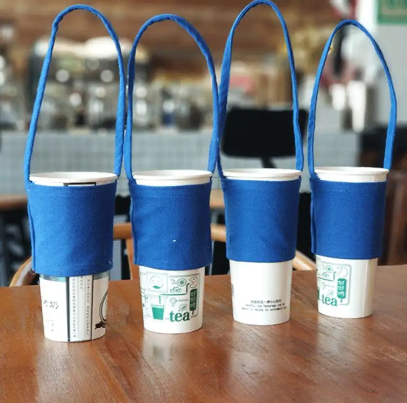 Eco-friendly personalizzato stampa su tela coppa del manicotto del supporto sacchetto di caffè per l'ambiente di tela coppa del manicotto