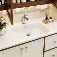 Meuble-lavabo moderne en bois blanc pour salle de bain, idéal pour projets d'appartements, fabrication OEM/ODM sur mesure en gros