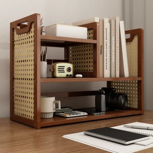 Desktop shelf, multi-layer pegboard storage rack for dormitory desks, small office workstation bookshelf - Product Image 1