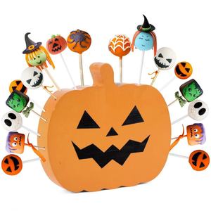 Wooden Lollipop Rack Pumpkin Shape Halloween Candy Holder Standing Display Reusable Party Decoration <b>Cake</b> <b>Decorating</b> <b>Supplies</b> - Product Image 3