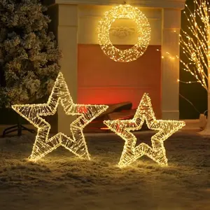 Luz de suspensão decorativa LED para decoração de casa em forma de estrela super brilhante de fábrica com estrutura de metal micro fio de cobre
