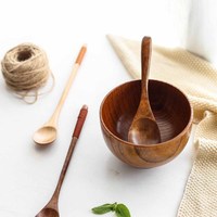 Cuisson Simple Jujube Bol En Bois Rond Servir Saladier Légumes Fruits Salade Bol À Mélanger Ustensiles De Cuisine