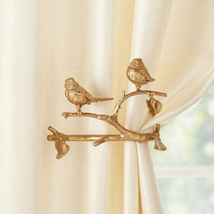 Golden Bird Branch Modern Heavy Duty Brass/Aluminium Curtain Holdbacks Decorative Window Hardware - Product Image 1