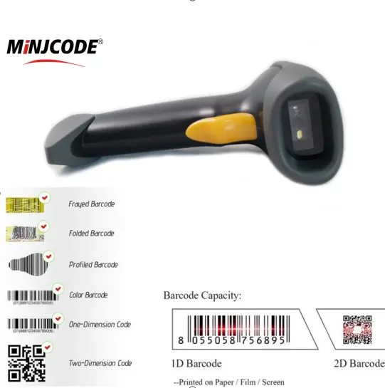 MJ3650 Großhandel Barcode-Leser 2d Preis Barcode-Leser Barcode-Scanner Wireless PDF417 Data Matrix