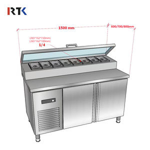طاولة تحضير البيتزا المبردة، عرض سلطة بار، ثلاجة تحضير الساندويتشات، معدات تبريد مخصصة - Product Image 1