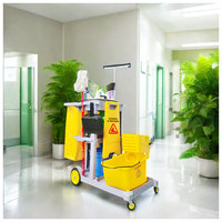 Chariot de nettoyage en plastique pour hôtel, centre commercial, chariot de ménage avec poignée pour supermarché, bureau, bâtiment, travaux d'assainissement