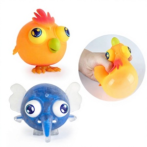 HW Novelty Kawaii Big Eye Zoo Animal <b>Squishy</b> Toys Ball Shape Light-Up Fidget for Kids 14+ TPR Material Unisex - Product Image 3