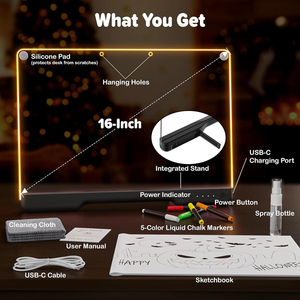 <span class=keywords><strong>Led</strong></span>点亮留言板儿童涂鸦绘画和书写<span class=keywords><strong>LED</strong></span>笔记留言板婴儿木制绘图板 - Product Image 6