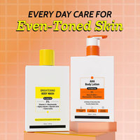 Kit Hydratant OEM à Marque Privée : Gel Douche Éclaircissant Naturel à l'Acide Kojique et au Curcuma & Lait Corporel Hydratant Unifiant le Teint