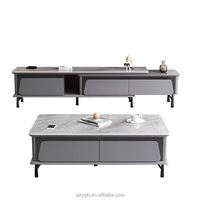 Table basse escamotable de meuble TV d'ardoise de roche de nouveau luxe minimaliste moderne pour le salon de petit ménage