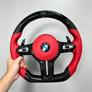 Volante Deportivo de Cuero y Fibra de Carbono para <span class=keywords><strong>BMW</strong></span> F10/F30/F32/F80/F82/E90/E92/E70/F20/E84/M2-<span class=keywords><strong>M5</strong></span> - Product Image 1