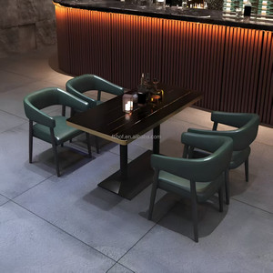 Conjunto de Asientos Modernos de Cuero PU con Mesa de Mármol Negro para Bar, Restaurante, Salón, Cafetería, Uso Comercial - Product Image 3