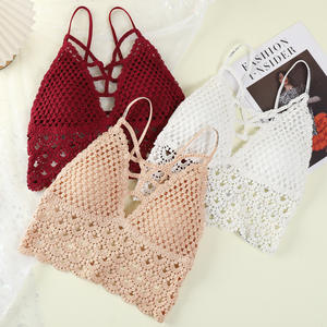 Бюстгальтер-топ с треугольными чашечками из водорастворимого французского кружева, сексуальные бретельки, красивая открытая спинка, дышащий топ-бикини для внешней торговли - Product Image 5