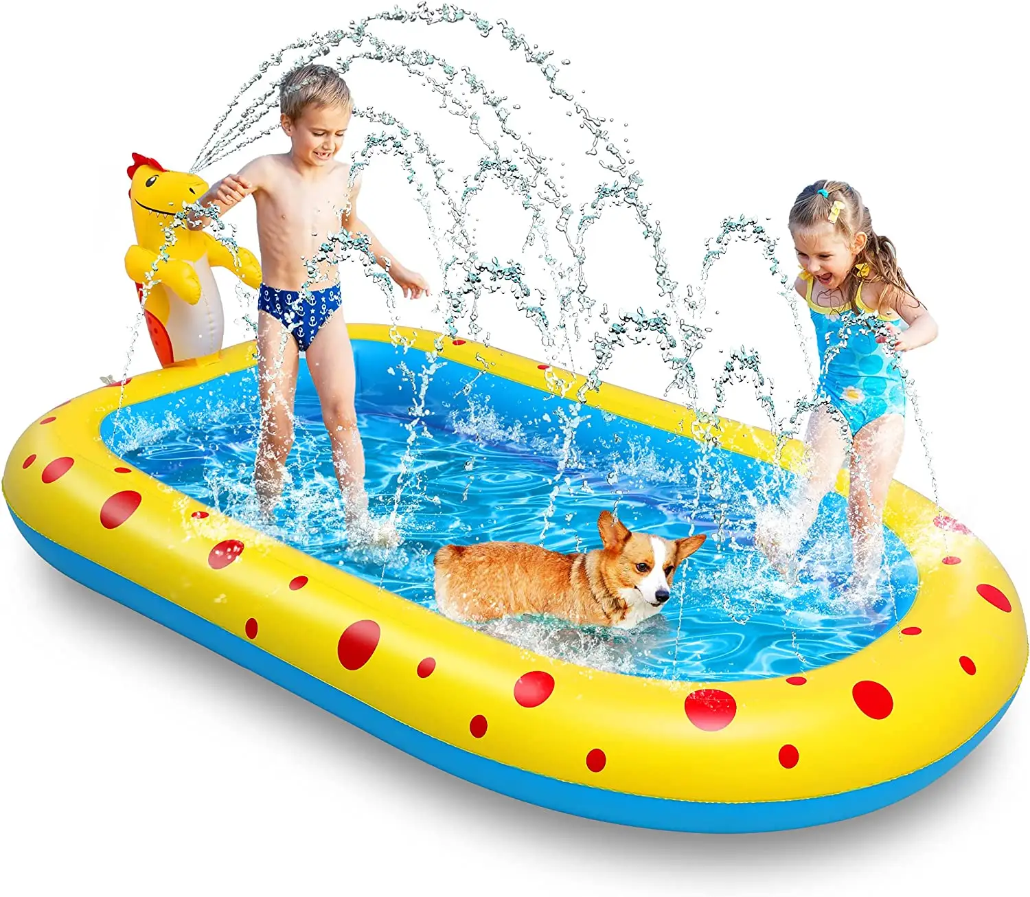 Piscina inflável de dinossauro, spray de água inflável para piscina, para crianças, cortina e piscina