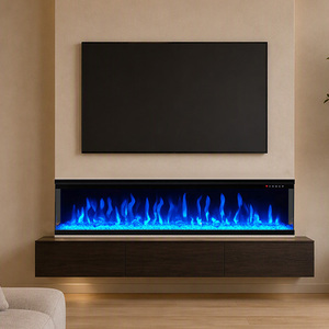 Caminetto Elettrico Moderno in Vetro <span class=keywords><strong>a</strong></span> Tre Lati da Incasso <span class=keywords><strong>a</strong></span> Parete per Soggiorno - Product Image 2