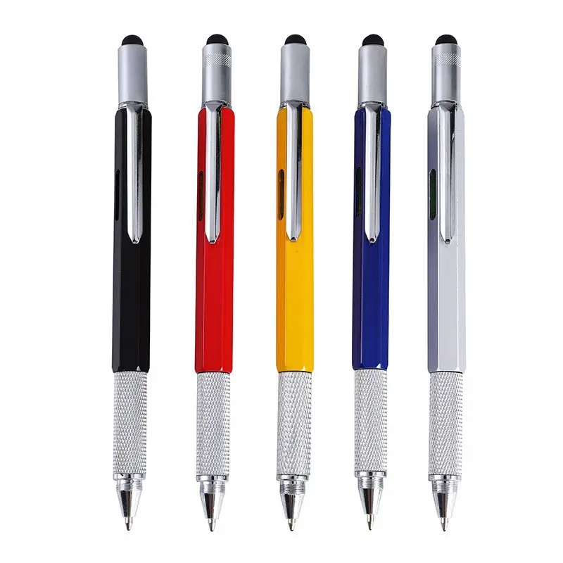 Professional Multifunctional Pens 6 in 1 Tools Metal Horizontal Instrument Capacitive with Stylus Ballpoint Pen
