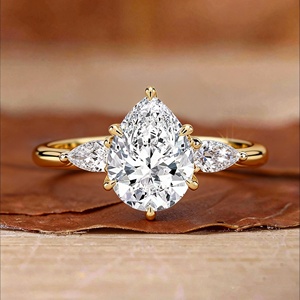 इग्जी सर्टिफाइड सीवीड वीड लैब बनाया गया हीरा 14k 18k ठोस सोने की लक्जरी अंगूठी की अंगूठी आभूषण महिला चपरासी हालो - Product Image 1