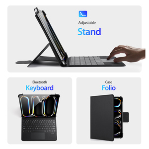 Phổ 9-11 inch trường hợp máy tính bảng với có thể gập lại trở lại Bàn phím đơn giản kinh doanh PU da Bìa Sản phẩm mới - Product Image 4