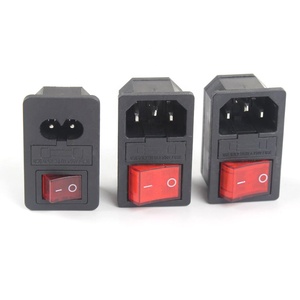 C14 AC macho montaje en panel 110V-250V conector de toma de corriente CA con fusible e interruptor basculante conector hembra para adaptador de CA - Product Image 1