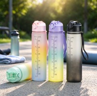Bouteille d'eau en plastique dégradé 3 couleurs 700 ml – Unisexe, fitness, sport en plein air, grande capacité, design élégant