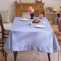 Nappe à carreaux géométriques imprimée pour salle à manger, tissu de nappe personnalisé avec broderie en dentelle pour événements et fêtes