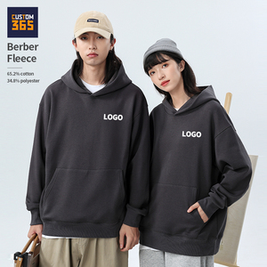 500 GSM Berber Fleece 65.2% Cotton 34.8% <b>Polyester</b> Plain Pullover Hoodies Unisex Custom High Quality Streetwear <b>Hoodie</b> - Product Image 1