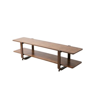 Minimalist Modern <b>TV</b> <b>Stand</b> Light Walnut Double Layer Storage Floor Standing Living Room Furniture - Product Image 5