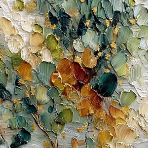 Emerald Jewel Tree Textured Palette Knife Tree Painting Golden Accents Hand Painted <b>Canvas</b> Still Life Wall Artwork Wood Hanging - Product Image 2