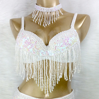 Offre Spéciale : Ensemble de Danse Orientale 3 Pièces pour Femme – Soutien-Gorge, Ceinture et Collier – Sexy et Professionnel, 100% Polyester, Dessiné à la Main
