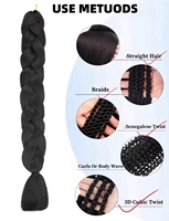 Cheveux Tressés Géants Yaki en Gros, Mèches Synthétiques Crochetables Pouvant être Perméabilisées à l'Eau pour Tresses Africaines
