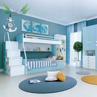 Lit superposé double rose style princesse pour enfants avec armoire pour chambre de filles