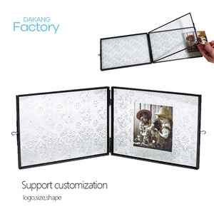 <span class=keywords><strong>3</strong></span> khung kính mở Album ảnh Phụ kiện khung Ảnh hồ quang đồng ép hoa vàng ba khung hình gấp 4x6 - Product Image 4