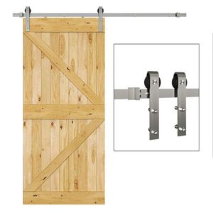 WEKIS Black Powder Coating J-Shape Roller <b>Flat</b> Track Kit Quiet Smoothly Operating Industrial Barn Door Hardware Kitchen <b>Screw</b> - Product Image 1