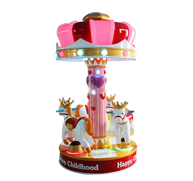 Factory Wholesale Coin Operated Amusement Park Rides Horse Carousel Mini 3 Seats Kids Merry Go Round For Sale