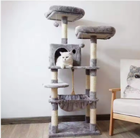 Aimigou Arbre à chat moderne et durable en bois massif, griffoir 4 niveaux, grande taille, design de luxe, 14,4 kg, 143 cm pour chats