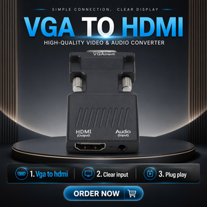Convertidor VGA <span class=keywords><strong>a</strong></span> <span class=keywords><strong>HDMI</strong></span> OEM, <span class=keywords><strong>Cable</strong></span> VGA Macho <span class=keywords><strong>a</strong></span> <span class=keywords><strong>HDMI</strong></span> Hembra con Dongle de Audio y Alimentación, 60Hz, Compatible con Portátiles, TV Stick y Laptops - Product Image 2