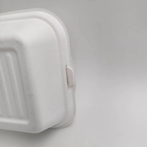 LOGO Print Fibra De <span class=keywords><strong>Bagazo</strong></span> Desechable Envasado De Alimentos Caja De Hamburguesa - Product Image 3