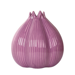 Mystic Arts Ceramic Onion Vase White And Purple Tabletop Decor For Living Room Flower Arrangement Art <b>Container</b> - Product Image 5