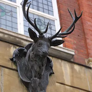 Cabeça de veado falso - Cabeça de animal taxidermia falsa decoração de parede de bronze para fazenda decoração de galeria de chifres de veado