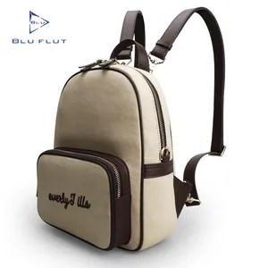 Lüks işlemeli özel Logo bayan seyahat sırt çantası tuval bayanlar kadınlar için özel sırt çantası çanta