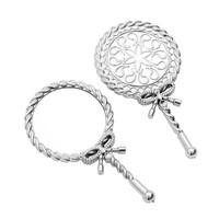 Miroir de Maquillage Portable Rétro Européen Double Face/Unilatéral avec Poignée Antique, Mignon et Idéal pour Table de Coiffure