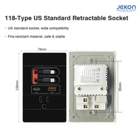 Prise murale américaine de type 118 avec câbles USB C rétractables, double ports USB, charge rapide PD, prise murale ignifuge pour la maison