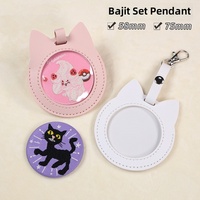 Porte-clés personnalisé en cuir PU 58mm Anime Badges étui de protection décoratif rond pour badges et accessoires
